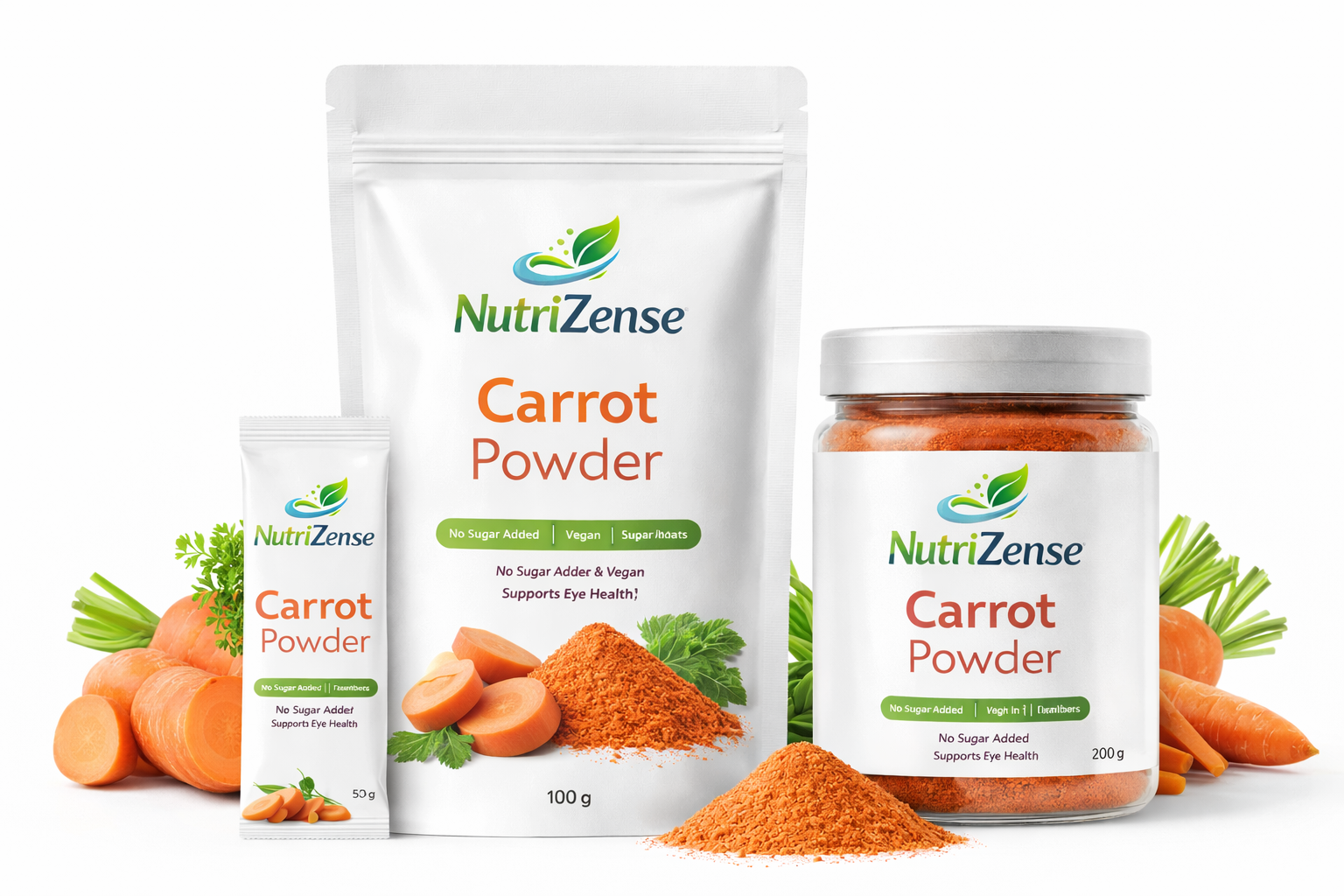 Dehydrated Carrot Powder - NutriZense dehydrated vegetable powder - Buy online India