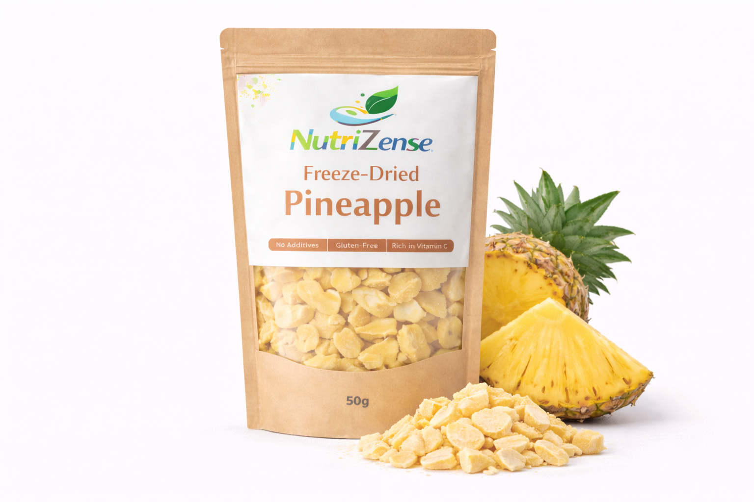 Freeze Dried Pineapple Snack - NutriZense dried vegetable flakes - Buy online India