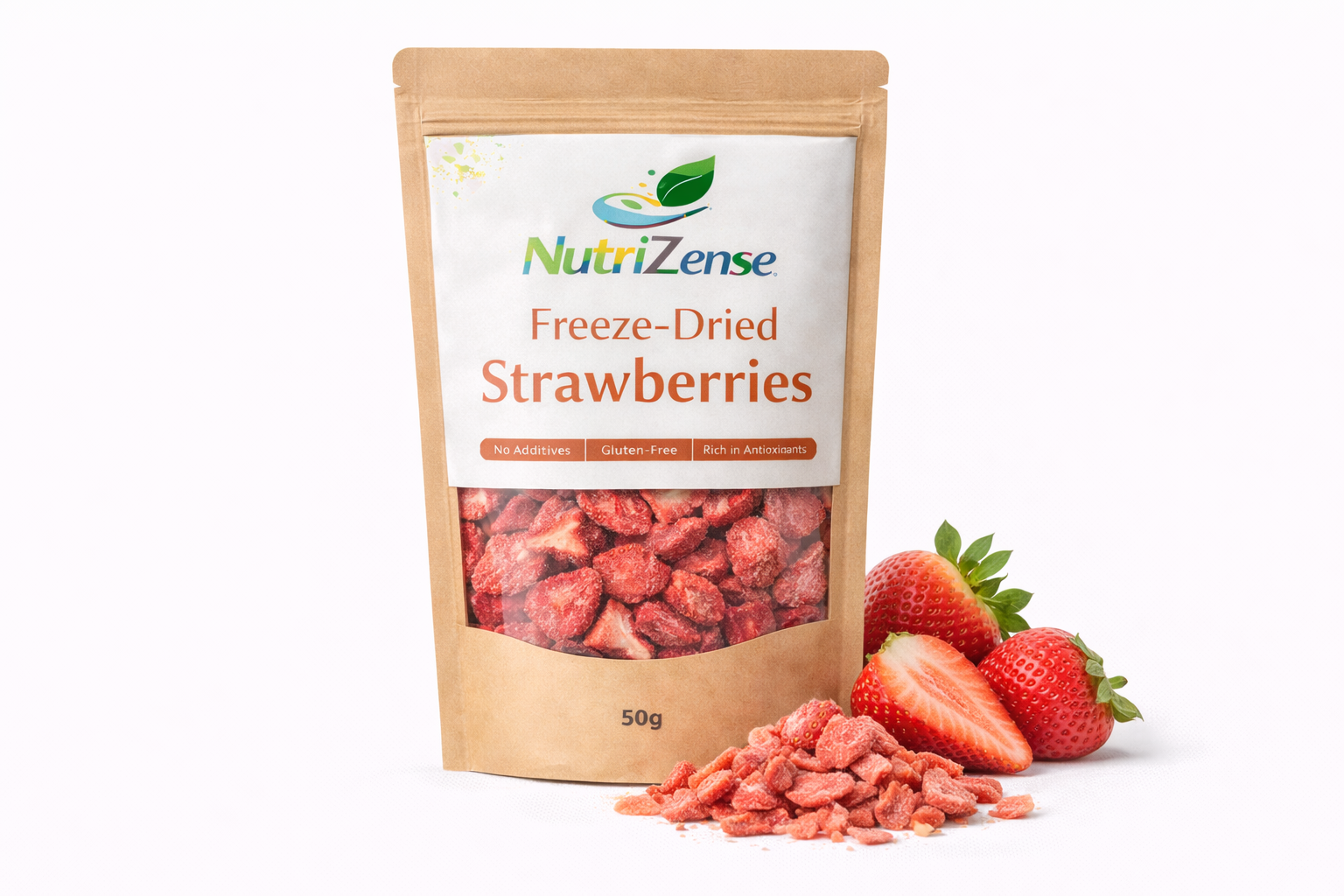 Freeze Dried Strawberry Snack - NutriZense dried vegetable flakes - Buy online India